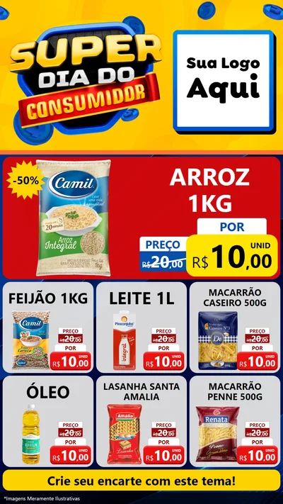 Modelo de Rede Social para Stories com o tema Super Dia do Consumidor para Supermercado