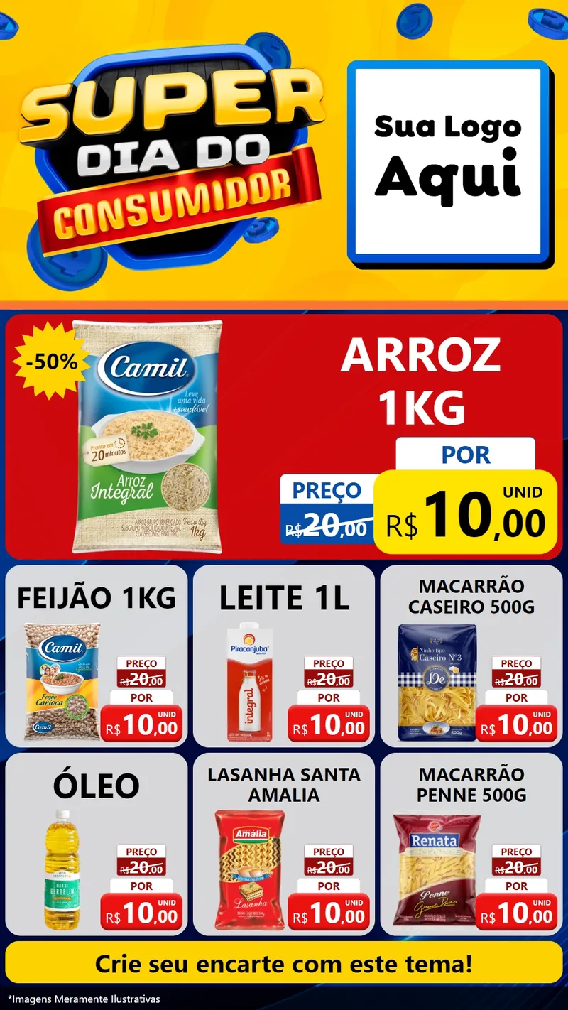 Modelo de Rede Social para Stories com o tema Super Dia do Consumidor para Supermercado