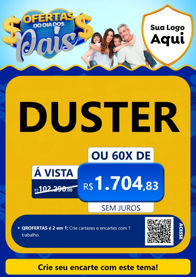 Modelo de Cartaz para Cartaz A4 Vertical com o tema Ofertas do Dia dos Pais para Concessionaria de Carros