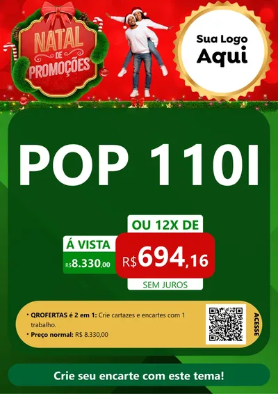 Modelo de Cartaz para Cartaz A4 Vertical com o tema Natal de Promoções para Concessionaria de Motos