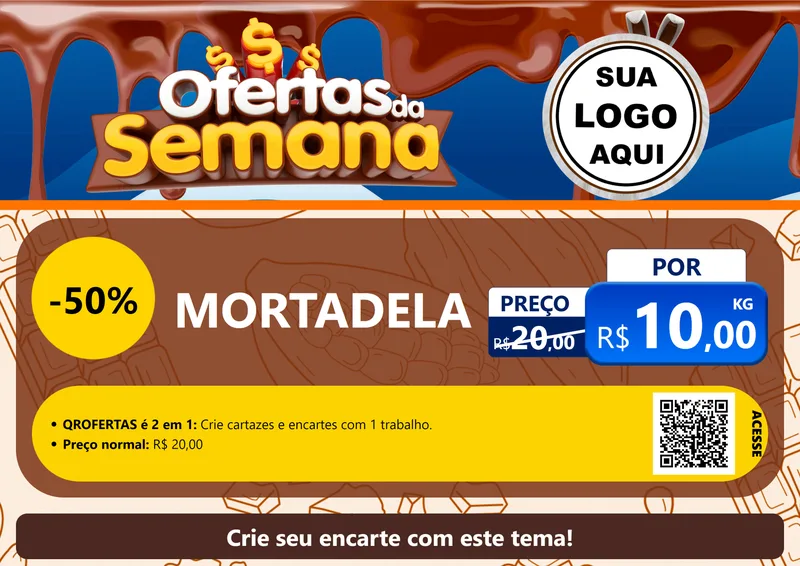 Modelo de Cartaz para Cartaz A4 Horizontal com o tema Ofertas da Semana - Páscoa para Frios e Laticínios