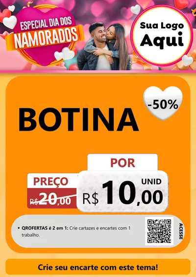 Modelo de Cartaz para Cartaz A4 Vertical com o tema Especial Dia dos Namorados para Agropecuária