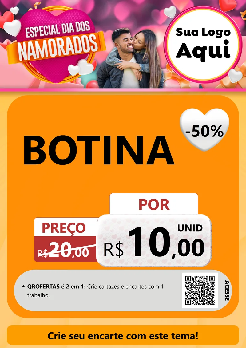 Modelo de Cartaz para Cartaz A4 Vertical com o tema Especial Dia dos Namorados para Agropecuária