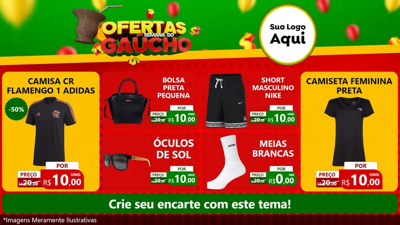 Modelo de TV para TV Horizontal com o tema Ofertas Semana Do Gaúcho para Roupas e acessórios