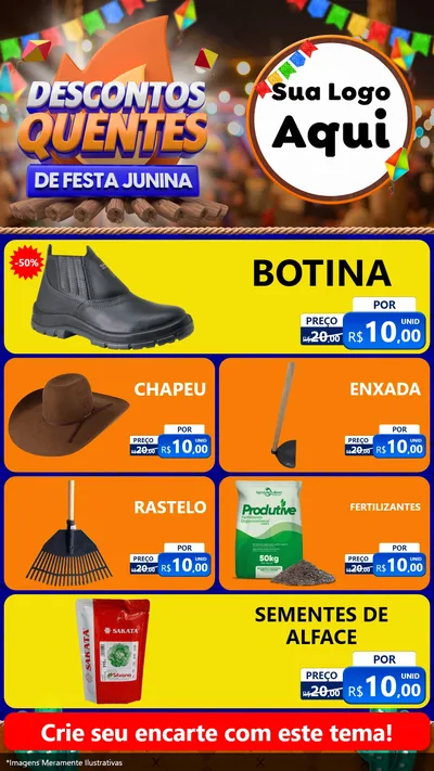 Modelo de TV para TV Vertical com o tema Descontos Quentes de Festa Junina para Agropecuária