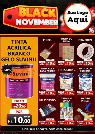 Modelo de Encarte para Encarte A4 Vertical com o tema Black November para Tintas e Ferramentas