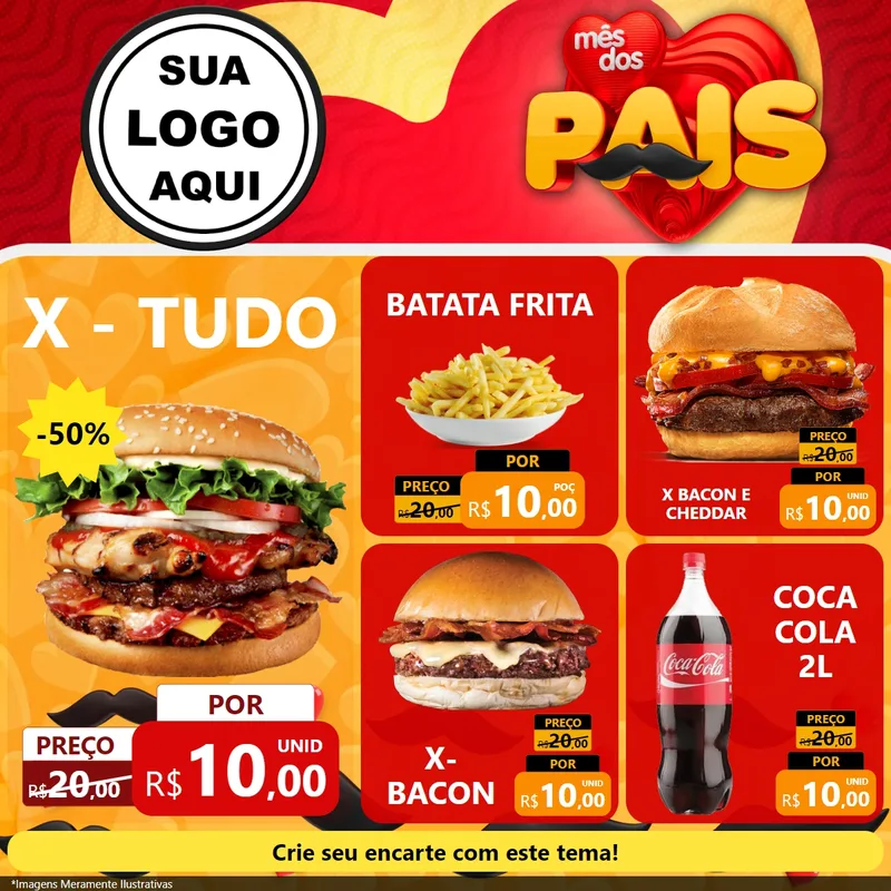 Modelo de Rede Social para Feed Facebook com o tema Mês Dos Pais para Hamburgueria
