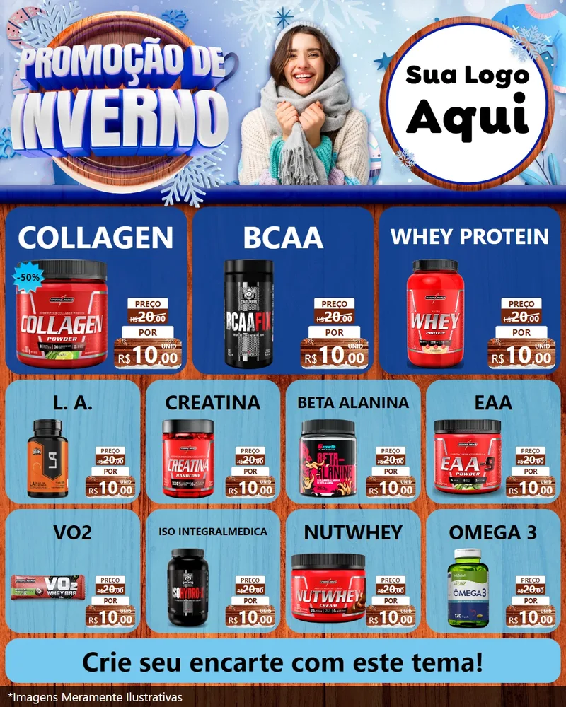 Modelo de Rede Social para Feed Instagram com o tema Promoção de Inverno para Suplementos alimentares