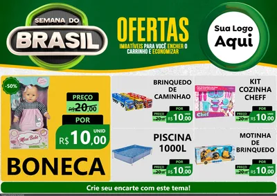 Modelo de Encarte para Encarte A4 Horizontal com o tema Semana do Brasil para Brinquedos