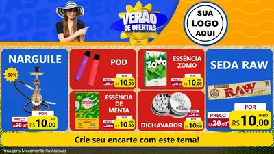 Modelo de TV para TV Horizontal com o tema Verão de Ofertas para Tabacaria