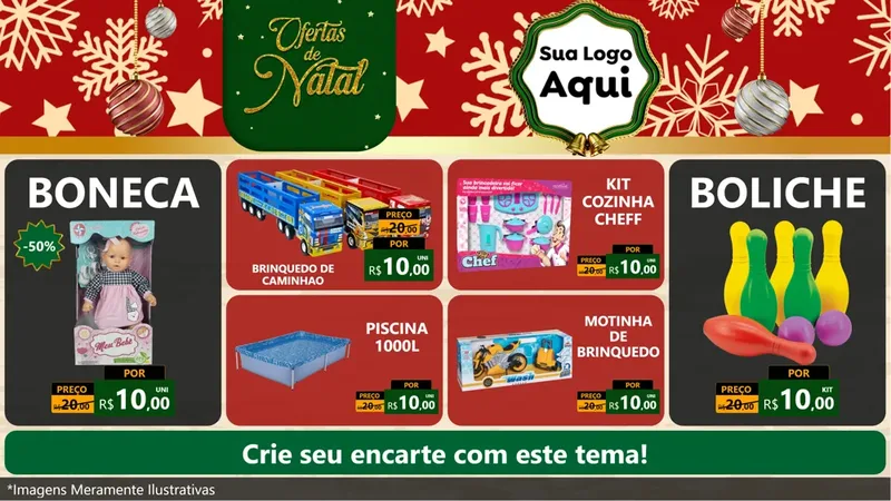 Modelo de TV para TV Horizontal com o tema Natal de Ofertas para Brinquedos