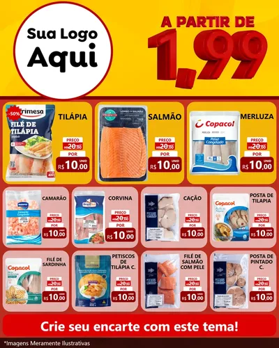 Modelo de Rede Social para Feed Instagram com o tema A Partir de Um e Noventa e Nove - 1,99 para Peixaria