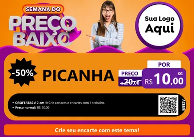 Modelo de Cartaz para Cartaz A4 Horizontal com o tema Semana do Preço Baixo para Açougue