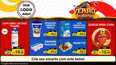Modelo de TV para TV Horizontal com o tema Super Verão de Ofertas para Frios e Laticínios