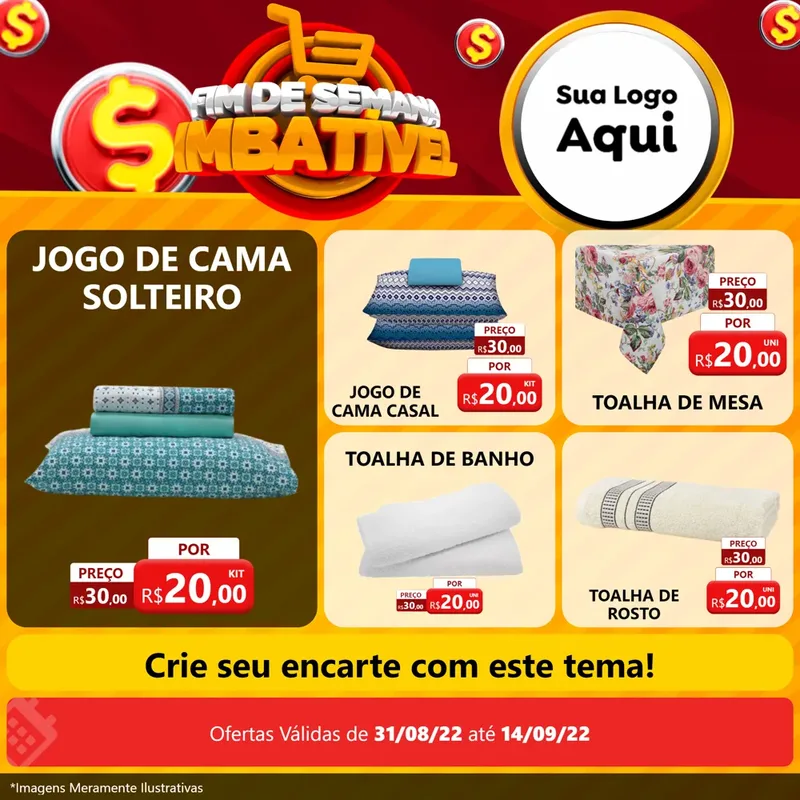 Modelo de Rede Social para Feed Facebook com o tema Fim de Semana Imbatível para Cama, Mesa e Banho