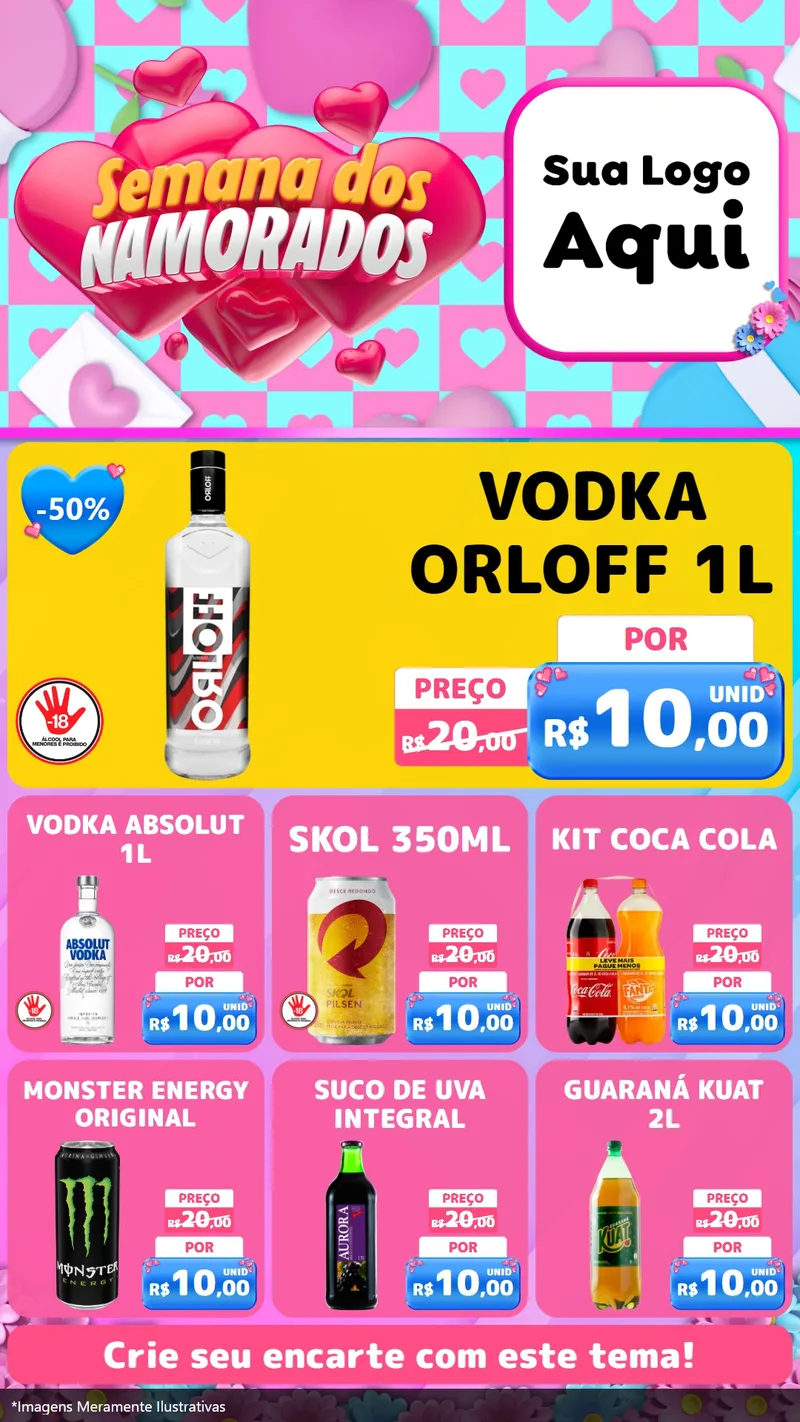 Modelo de Rede Social para Stories com o tema Semana dos Namorados para Distribuidora de bebidas
