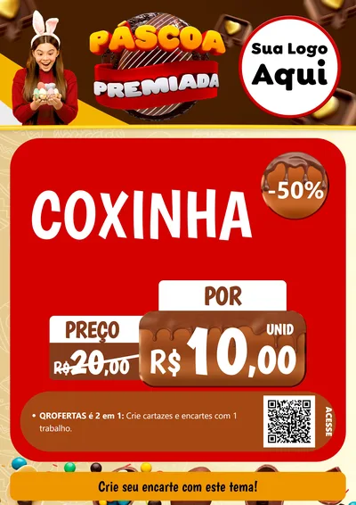 Modelo de Cartaz para Cartaz A4 Vertical com o tema Páscoa Premiada para Salgadaria