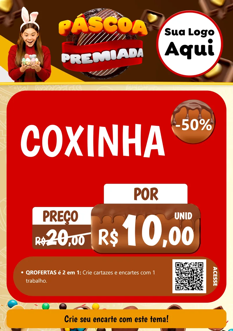 Modelo de Cartaz para Cartaz A4 Vertical com o tema Páscoa Premiada para Salgadaria