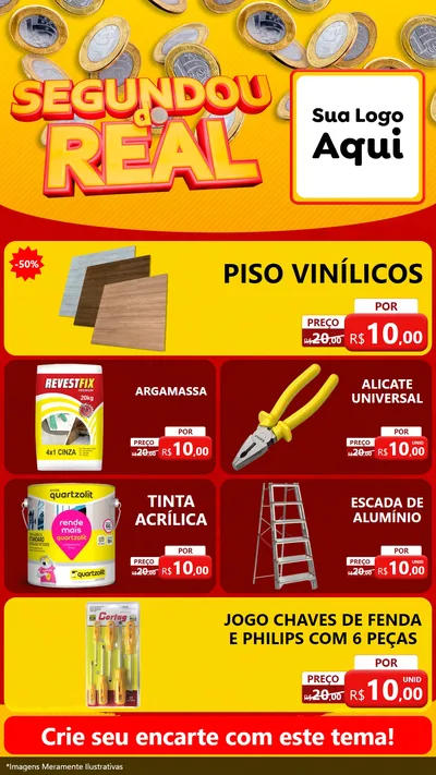 Modelo de TV para TV Vertical com o tema Segundou do Real para Material para Construção
