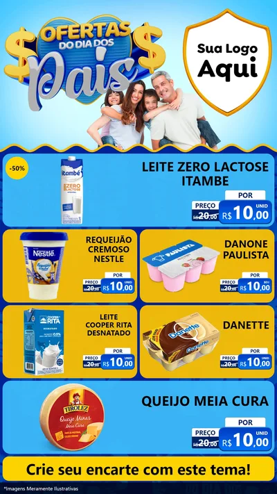 Modelo de TV para TV Vertical com o tema Ofertas do Dia dos Pais para Frios e Laticínios