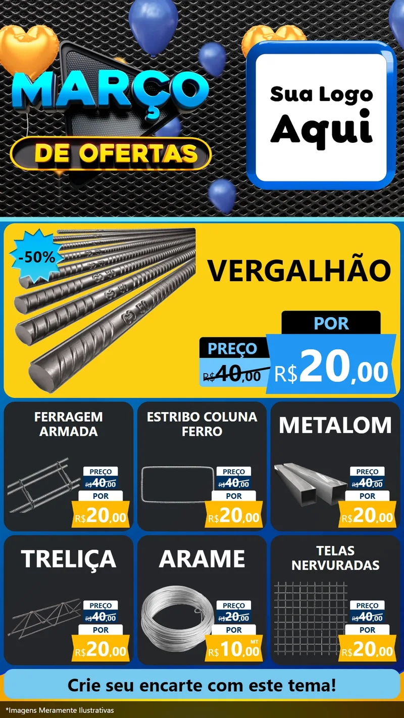 Modelo de Rede Social para Stories com o tema Março de Ofertas para Ferragens