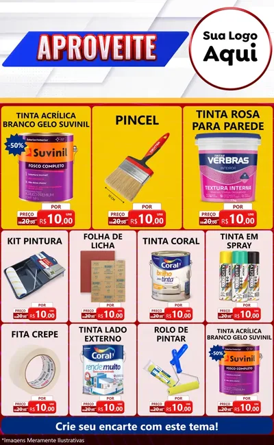 Modelo de Encarte para Encarte Grande com o tema Aproveite para Tintas e Ferramentas