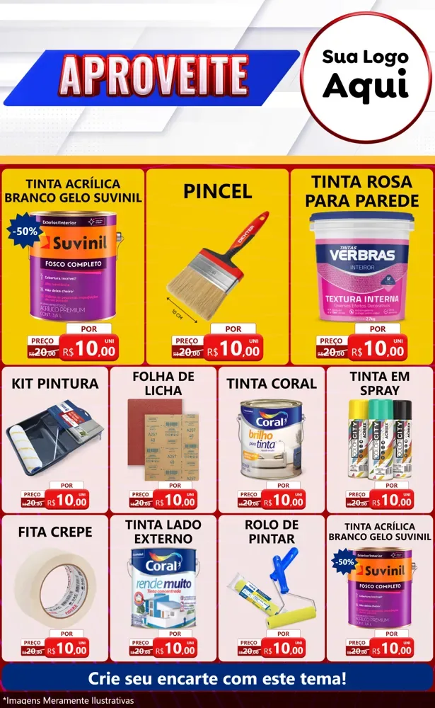 Modelo de Encarte para Encarte Grande com o tema Aproveite para Tintas e Ferramentas
