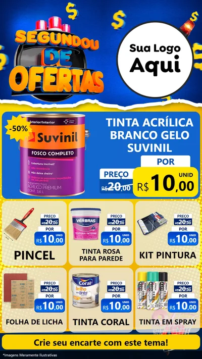 Modelo de Rede Social para Stories com o tema Segundou de Ofertas para Tintas e Ferramentas