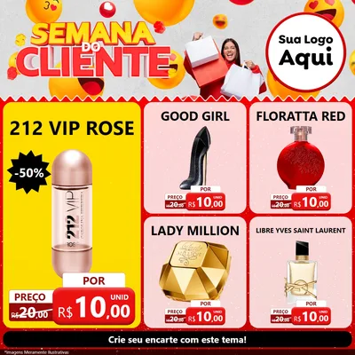 Modelo de Rede Social para Feed Facebook com o tema Semana do Cliente para Perfumes