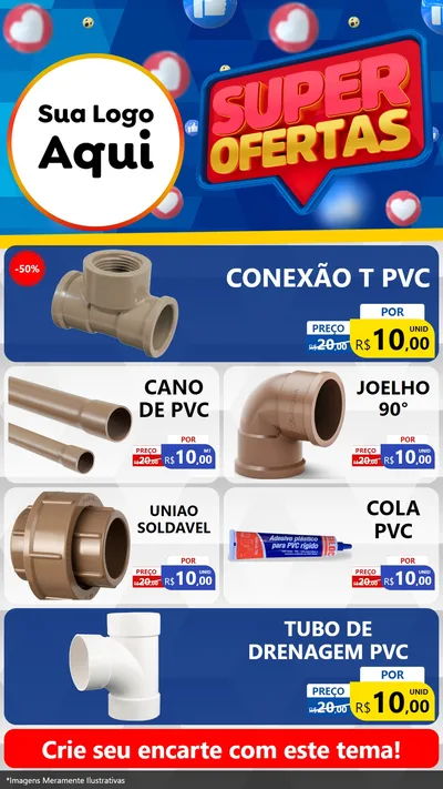 Modelo de TV para TV Vertical com o tema Super Ofertas para Tubos e conexões