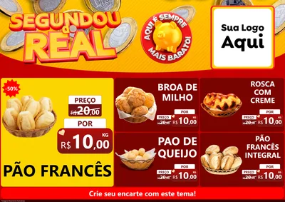 Modelo de Encarte para Encarte A4 Horizontal com o tema Segundou do Real para Padaria