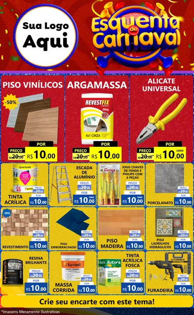 Modelo de Encarte para Encarte Grande com o tema Esquenta de Carnaval para Material para Construção