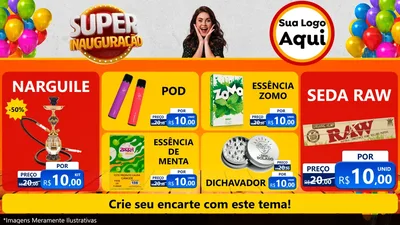 Modelo de TV para TV Horizontal com o tema Super Inauguração para Tabacaria