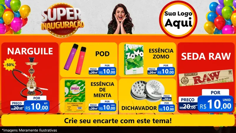 Modelo de TV para TV Horizontal com o tema Super Inauguração para Tabacaria