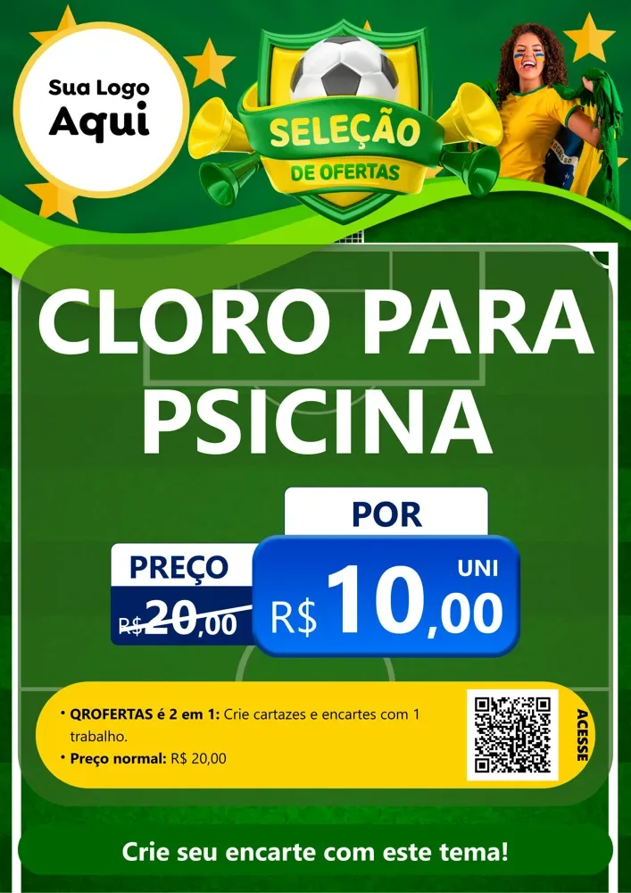 Modelo de Cartaz para Cartaz A4 Vertical com o tema Seleção de Ofertas - Copa para Produtos para Piscina