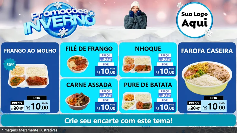 Modelo de TV para TV Horizontal com o tema Promoções de Inverno para Restaurante