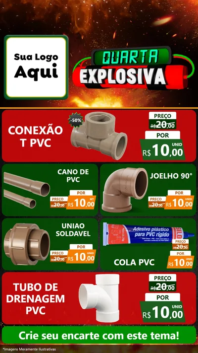 Modelo de TV para TV Vertical com o tema Quarta Explosiva para Tubos e conexões
