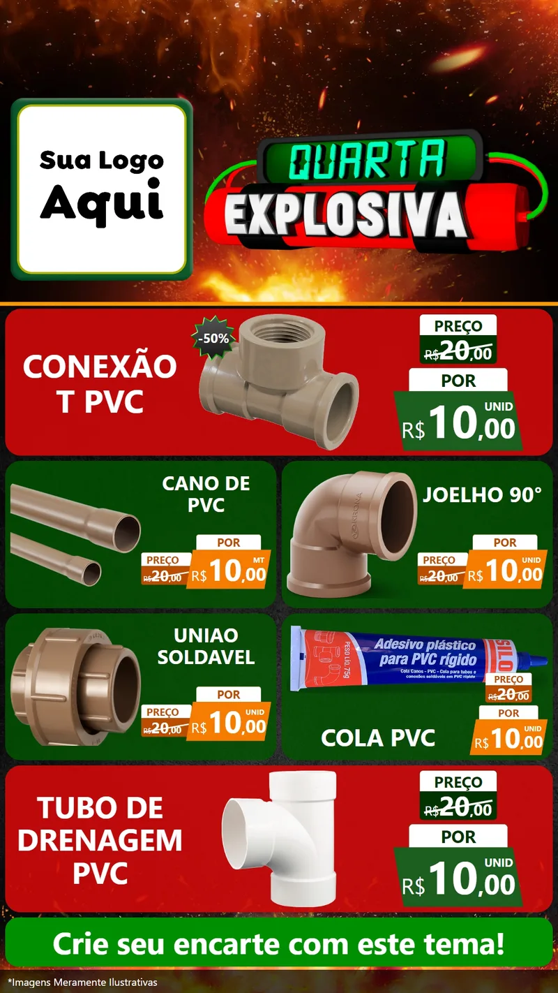 Modelo de TV para TV Vertical com o tema Quarta Explosiva para Tubos e conexões