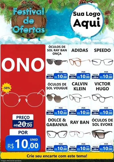 Modelo de Encarte para Encarte A4 Vertical com o tema Festival de Ofertas - Inverno para Óticas
