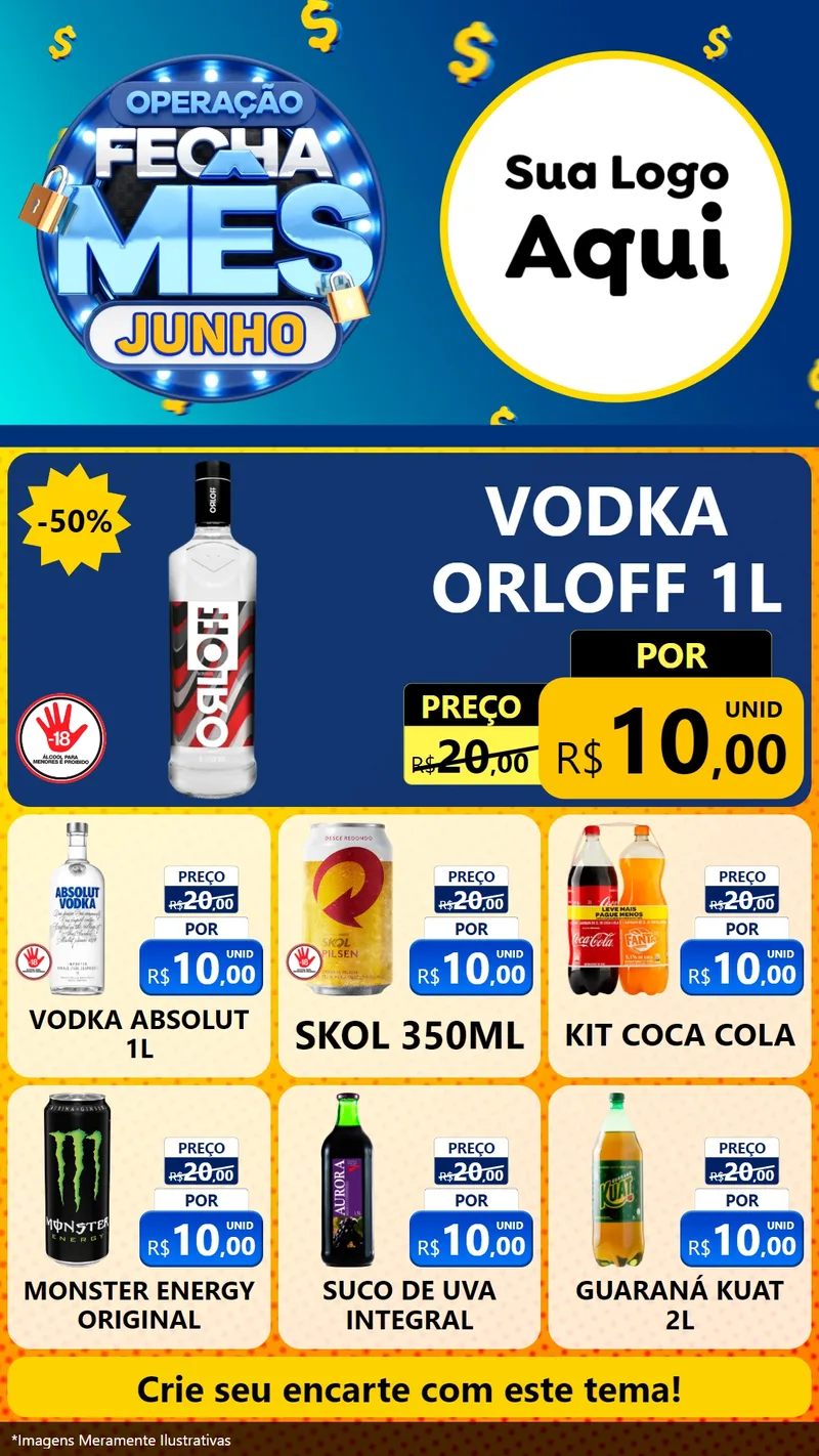 Modelo de Rede Social para Stories com o tema Operação Fecha Mês, Junho para Distribuidora de bebidas