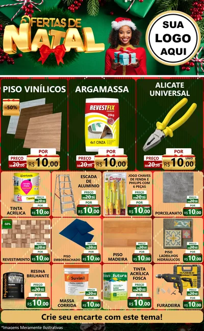 Modelo de Encarte para Encarte Grande com o tema Ofertas de Natal para Material para Construção