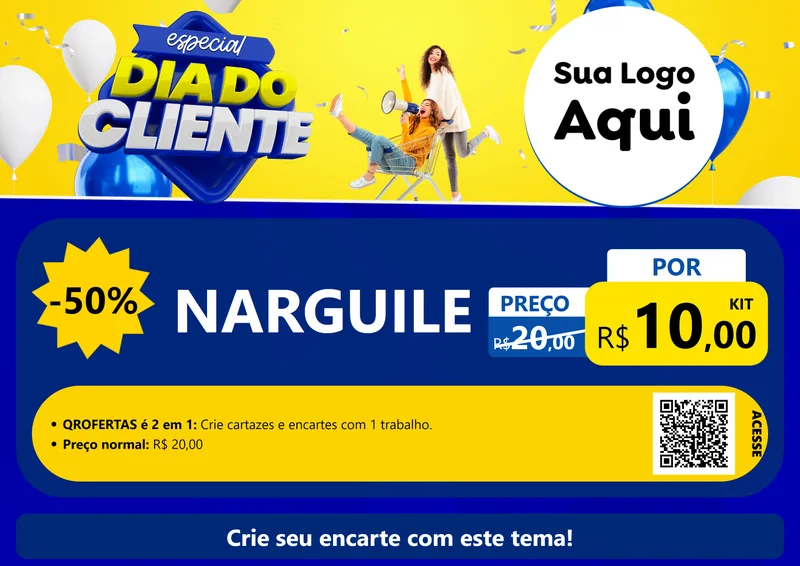 Modelo de Cartaz para Cartaz A4 Horizontal com o tema Especial Dia do Cliente para Tabacaria