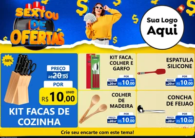Modelo de Encarte para Encarte A4 Horizontal com o tema Sextou de Ofertas para Utilidades Domésticas