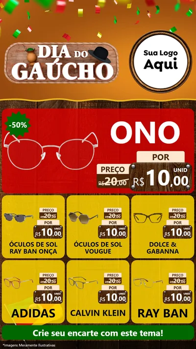 Modelo de Rede Social para Stories com o tema Dia do Gaúcho para Óticas