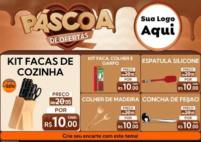 Modelo de Encarte para Encarte A4 Horizontal com o tema Páscoa de Ofertas para Utilidades Domésticas