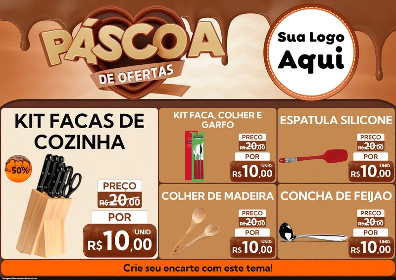 Modelo de Encarte para Encarte A4 Horizontal com o tema Páscoa de Ofertas para Utilidades Domésticas