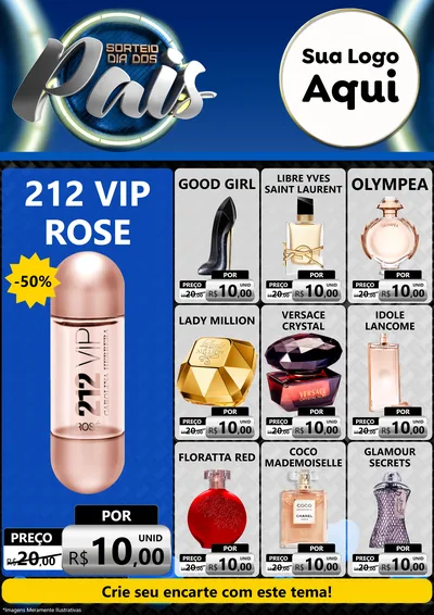 Modelo de Encarte para Encarte A4 Vertical com o tema Sorteio Dia Dos Pais para Perfumes