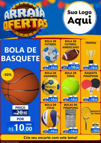 Modelo de Encarte para Encarte A4 Vertical com o tema Arraiá de Ofertas - Junina para Artigos Esportivos