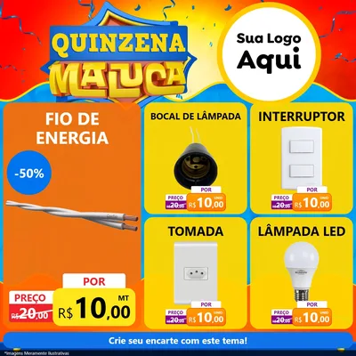 Modelo de Rede Social para Feed Facebook com o tema Quinzena Maluca para Materiais Elétricos