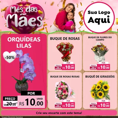 Modelo de Rede Social para Feed Facebook com o tema Mês das Mães para Floricultura e jardim